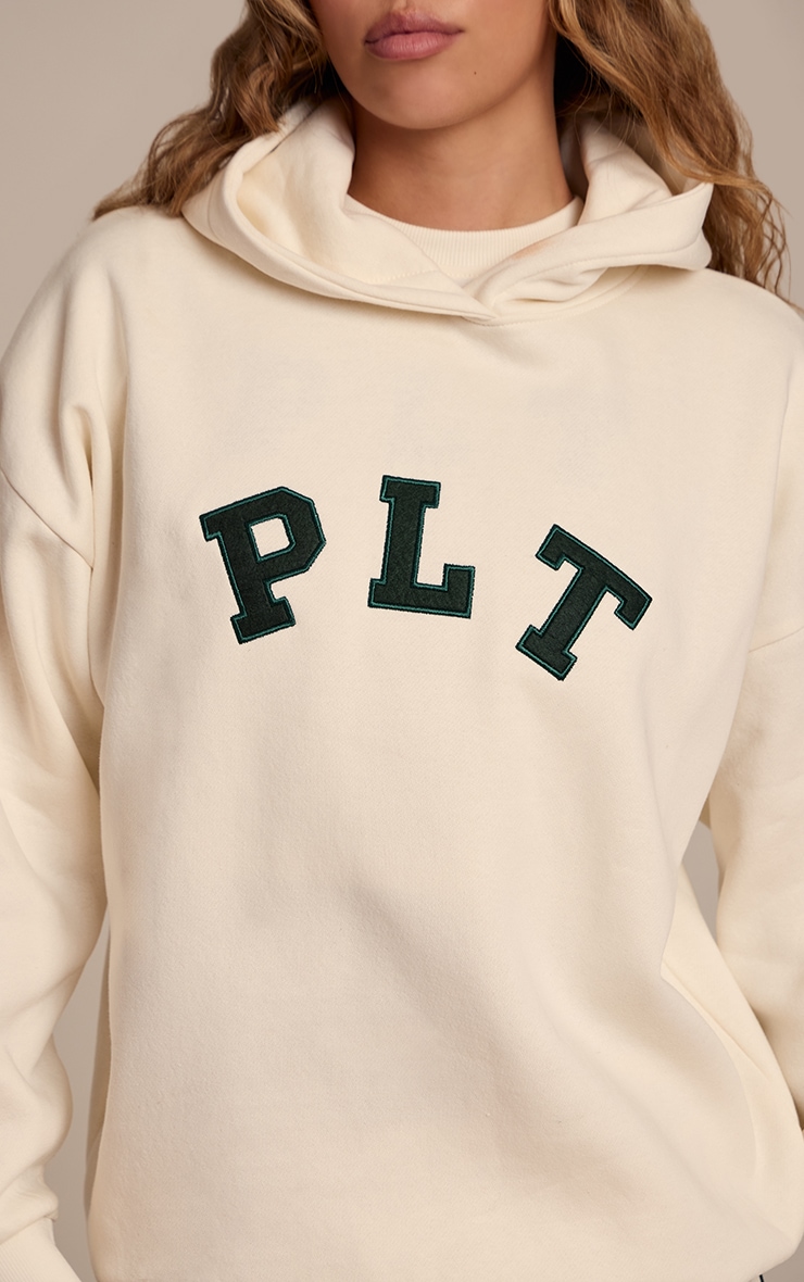 Hoodie oversize crème à logo "PLT" image 4