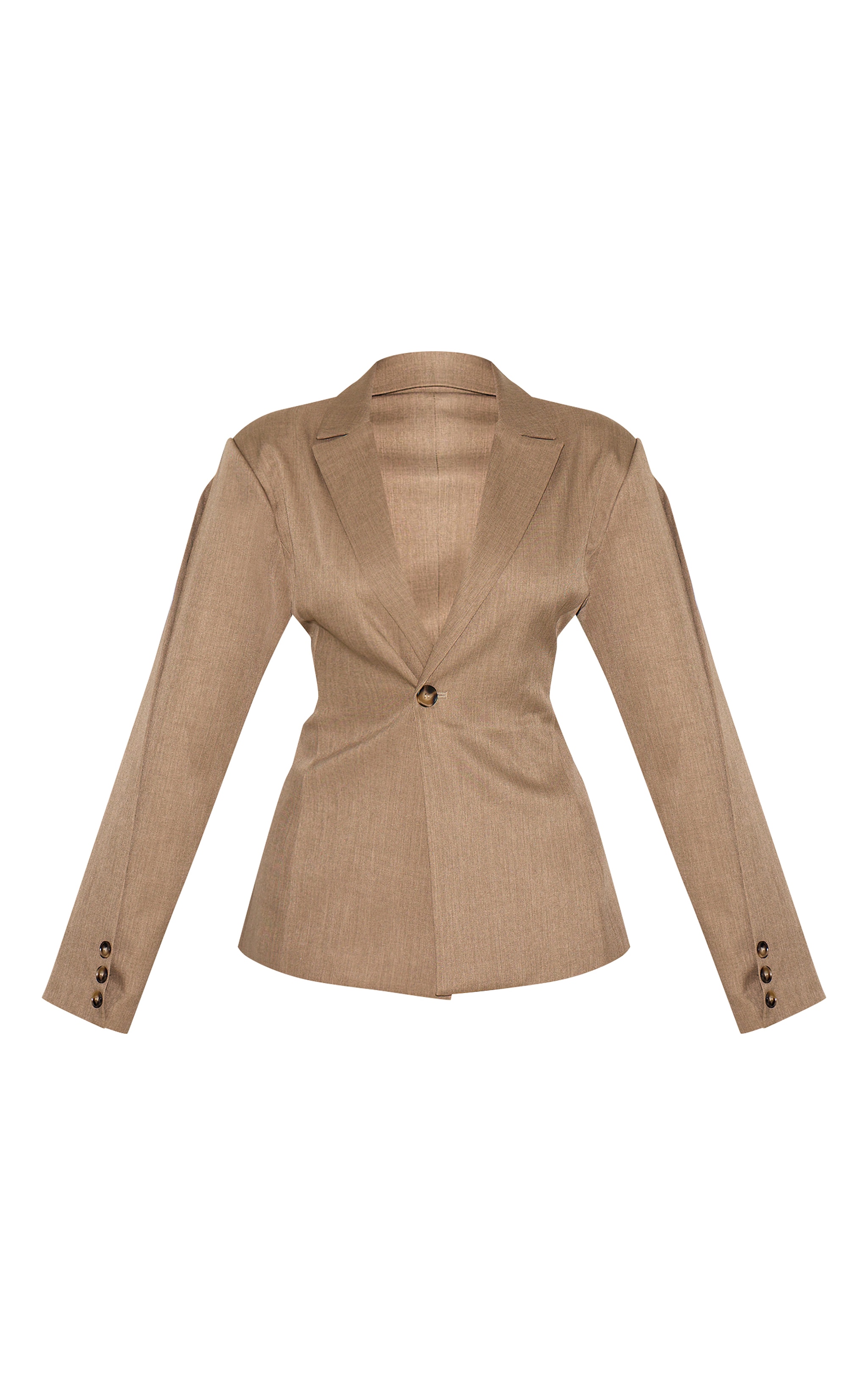 Light Brown Tailored Woven Cinch Waist Blazer image 5