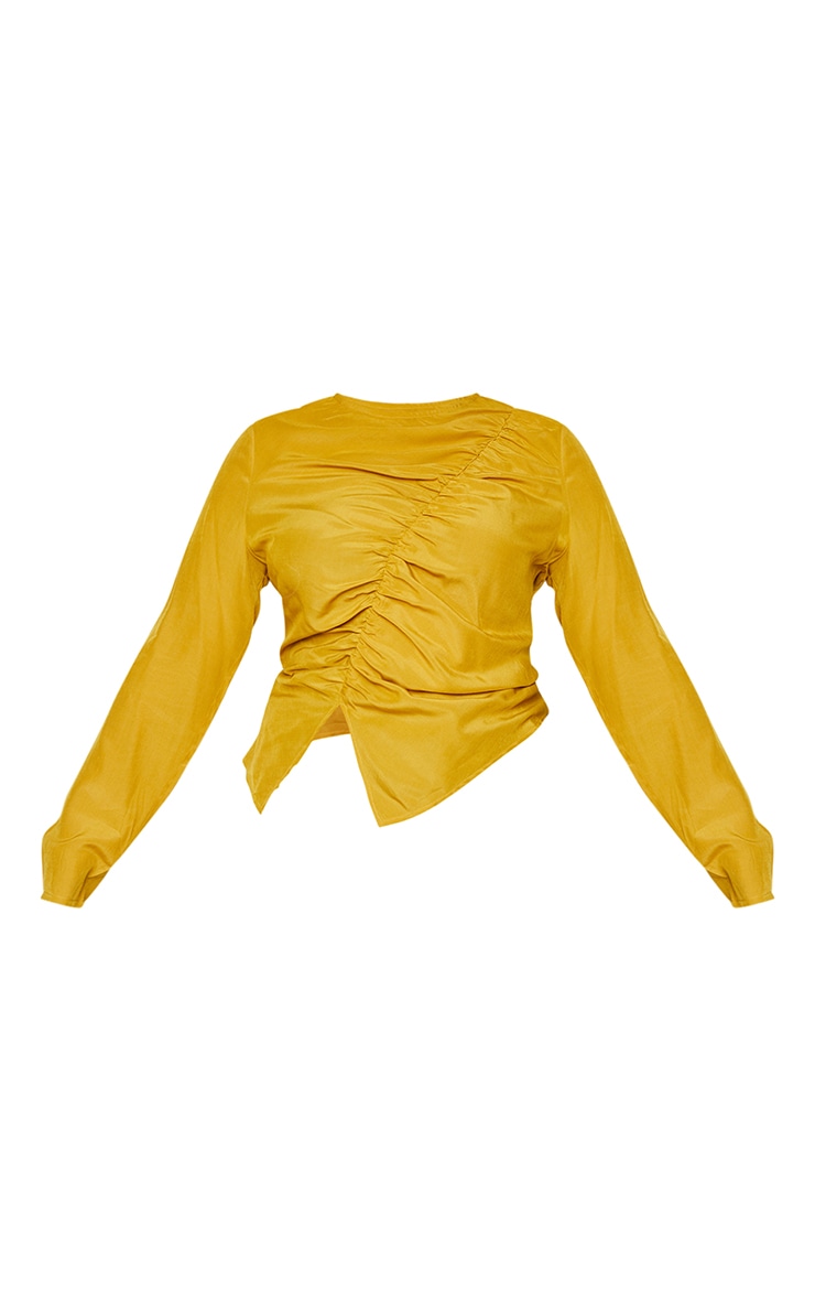 Plus Chartreuse Ruched Front Blouse image 5