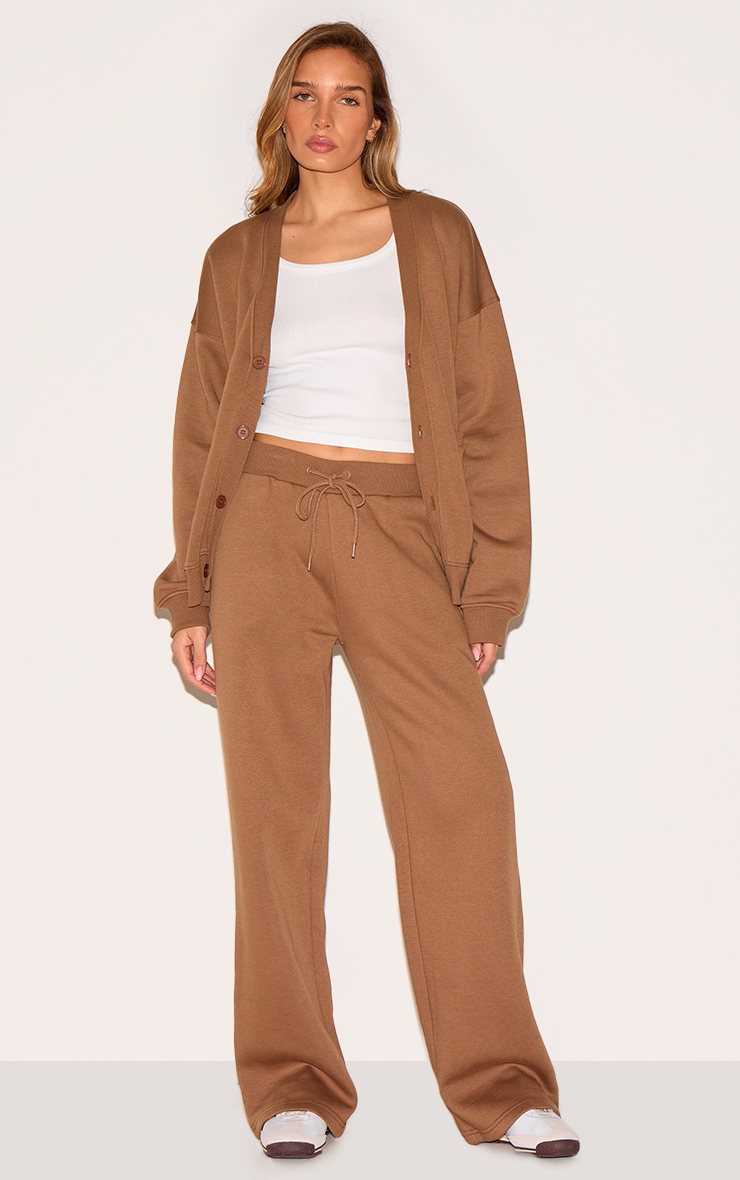 Taupe Wide Leg Drawstring Sweatpants image 1