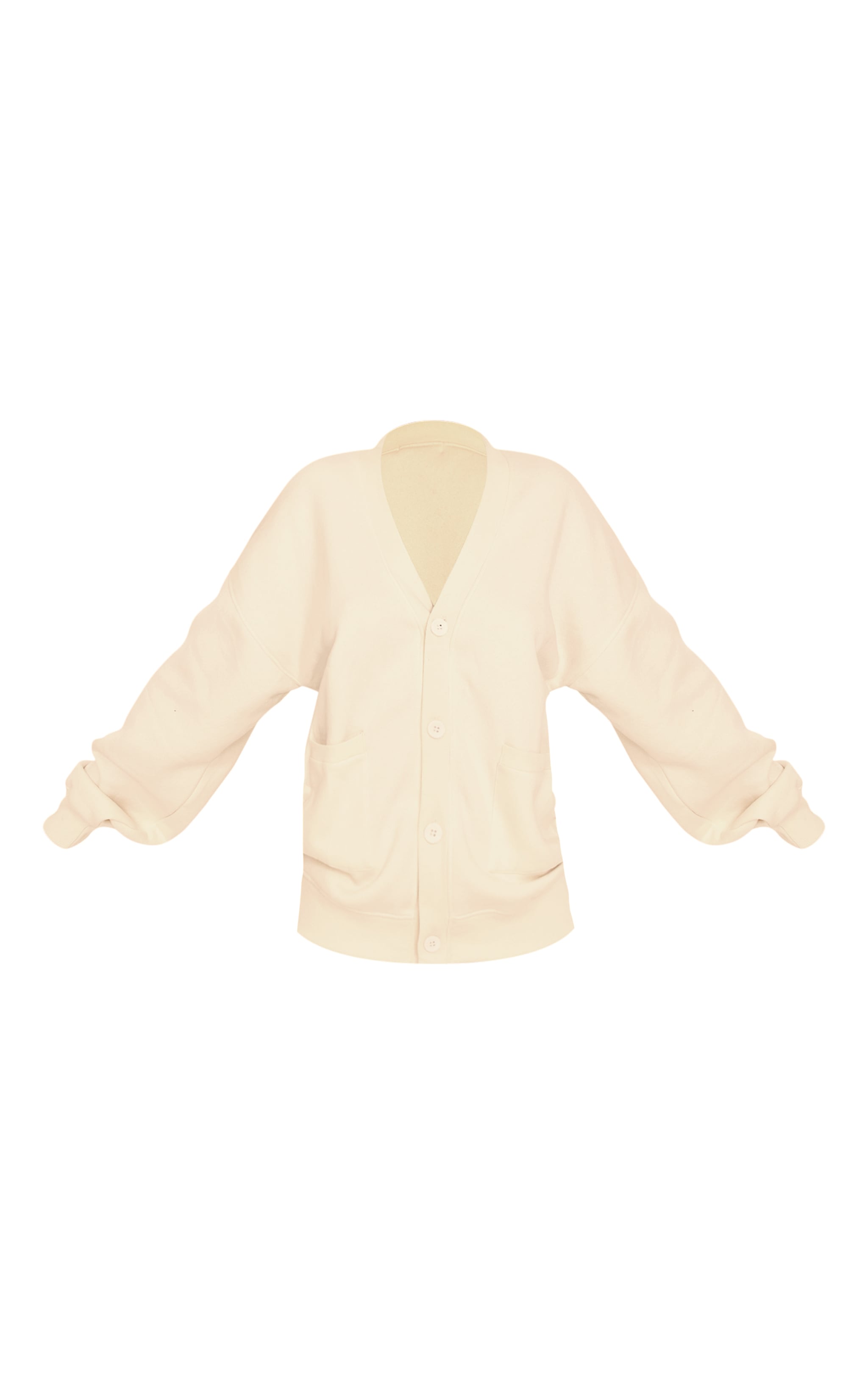 Cream Button Front Pocket Sweat Cardigan image 5