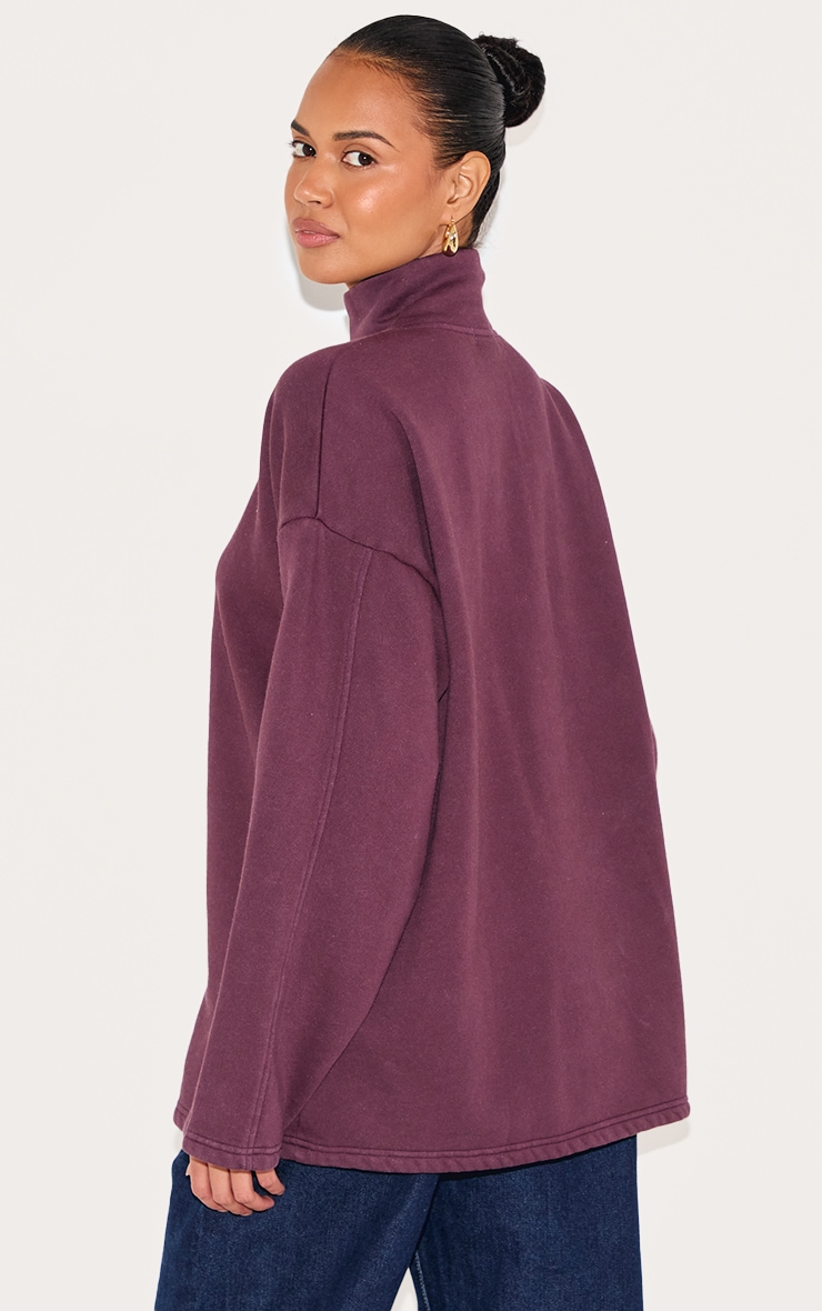 Plum Washed Quarter Zip Sweatshirt image 2