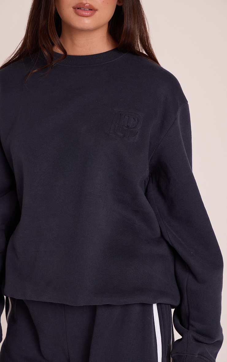 Navy PLT Tab Contrast Side Stripe Sweatshirt image 4