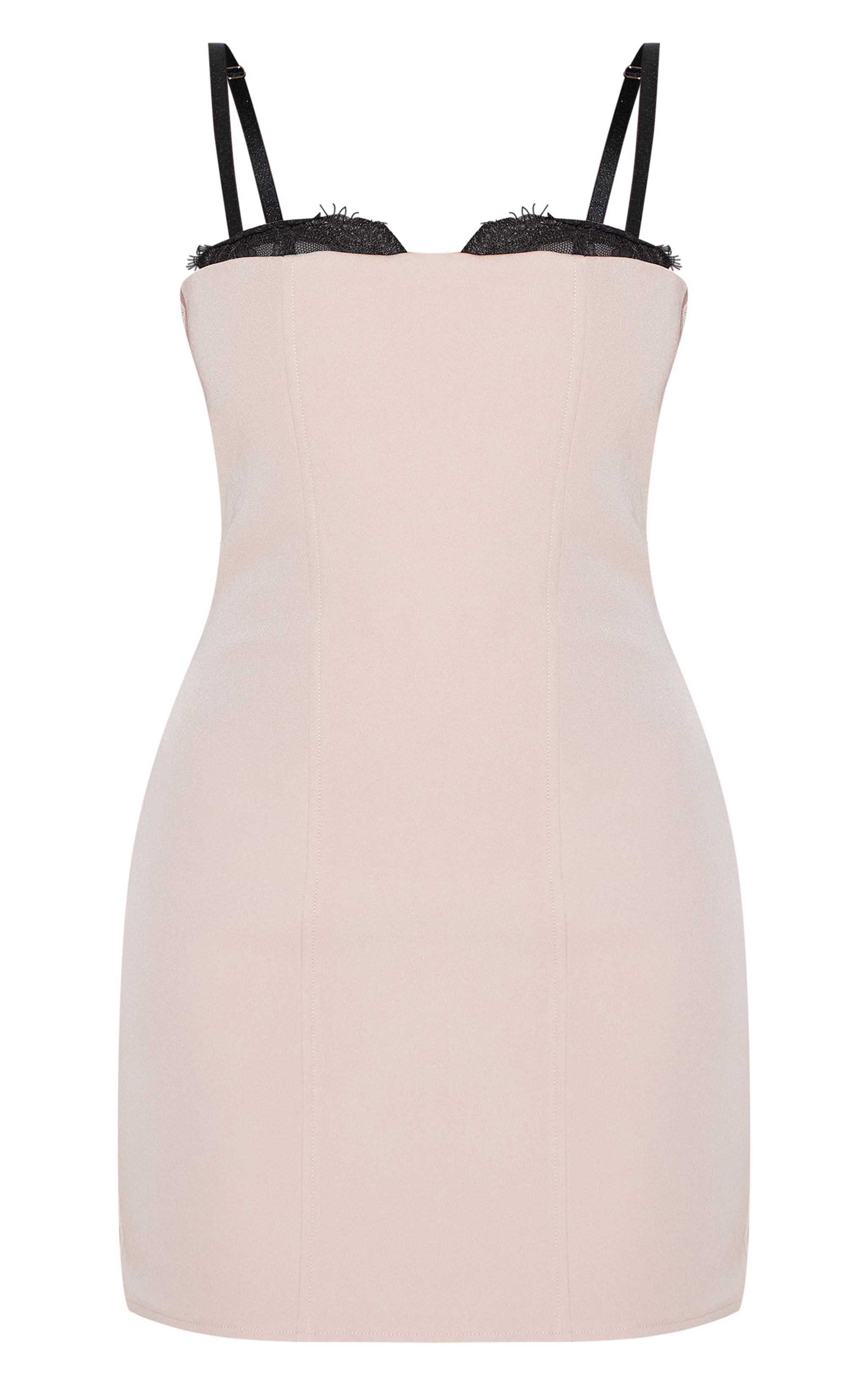Robe moulante tissée taupe à détail en dentelle sur le buste image 5