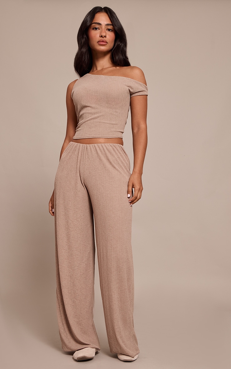 Petite Taupe Sheer Textured Flowy Vest Top image 3