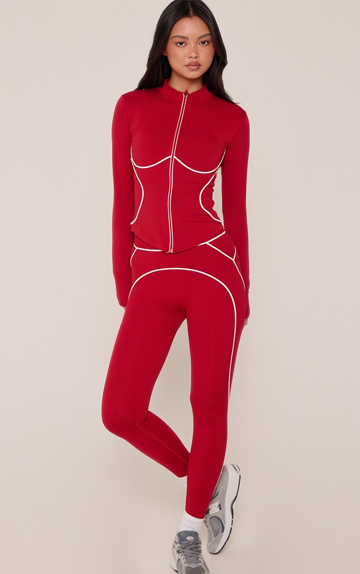 Red Seamless Contrast Seam Jacket image 3