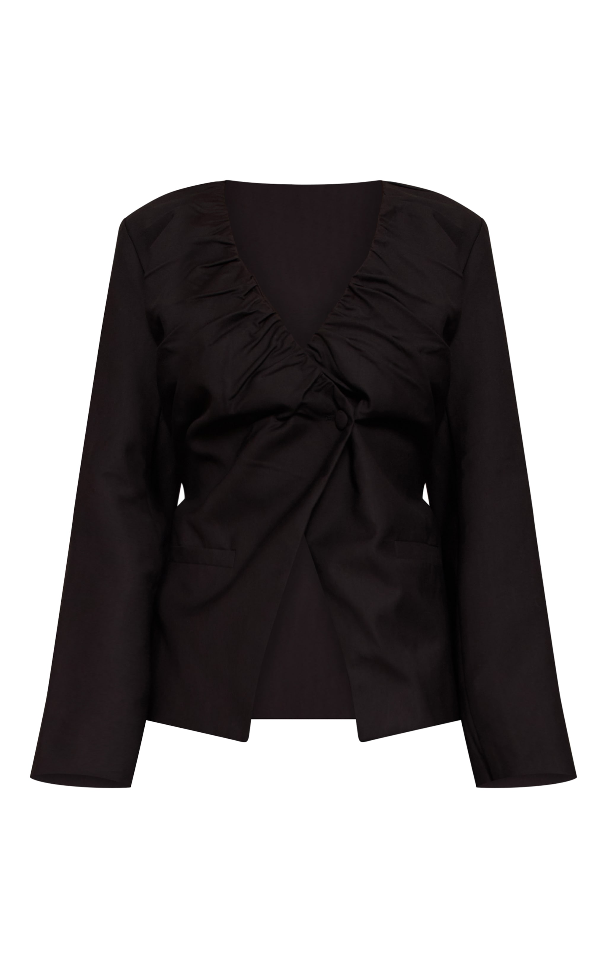 Shape Black Ruched Neckline Cinched Blazer image 5