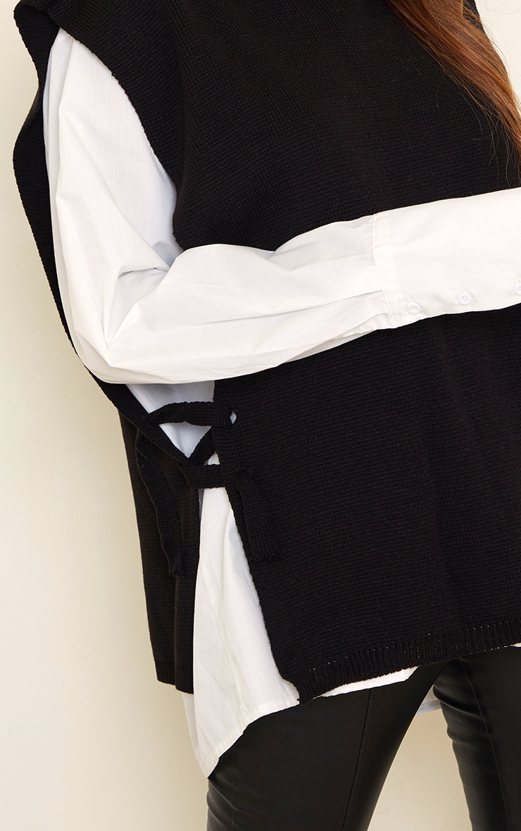 Black Tie Side Crew Neck Knited Vest PrettyLittleThing