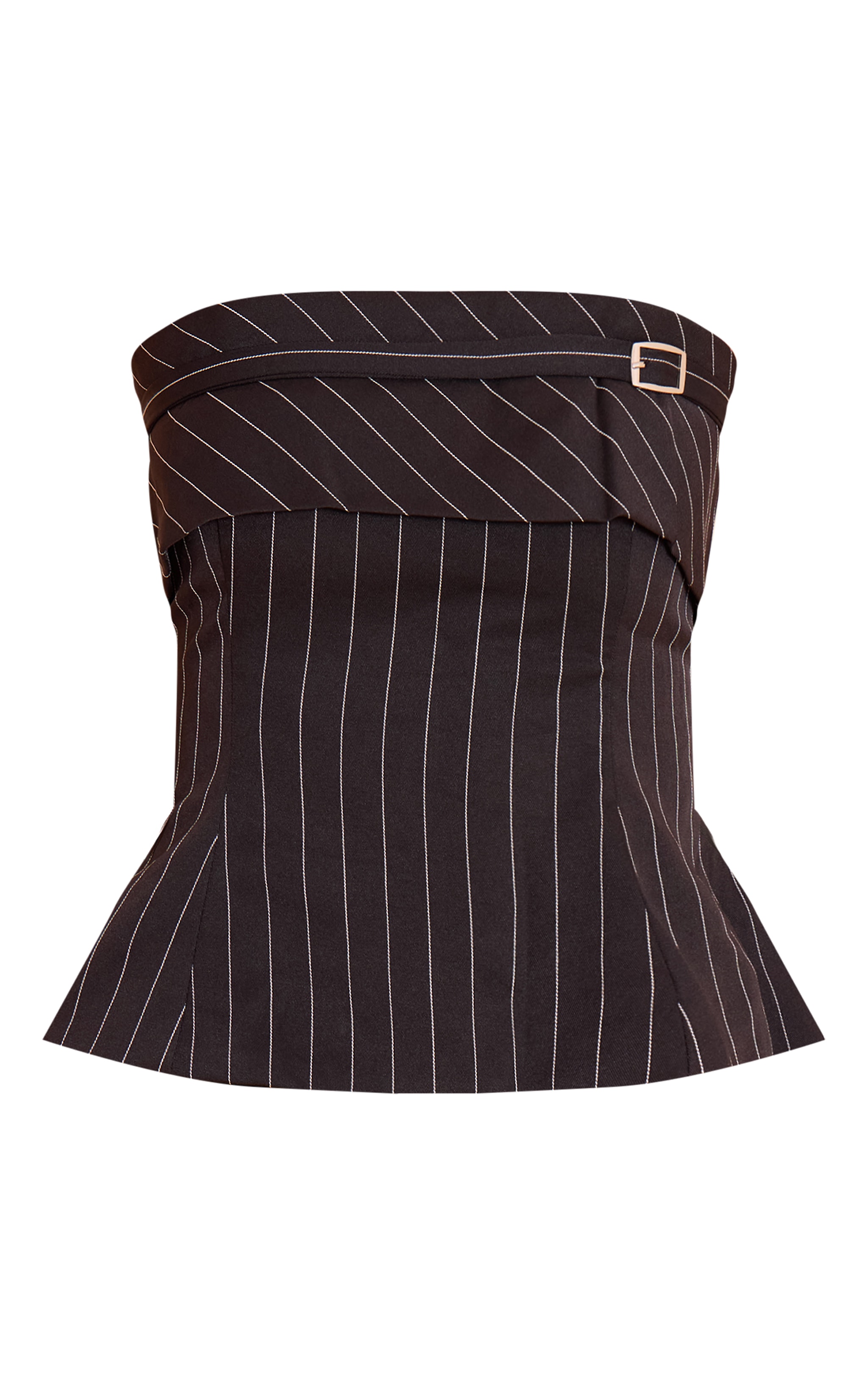 Bustier tissé noir replié à fines rayures et boucle image 5