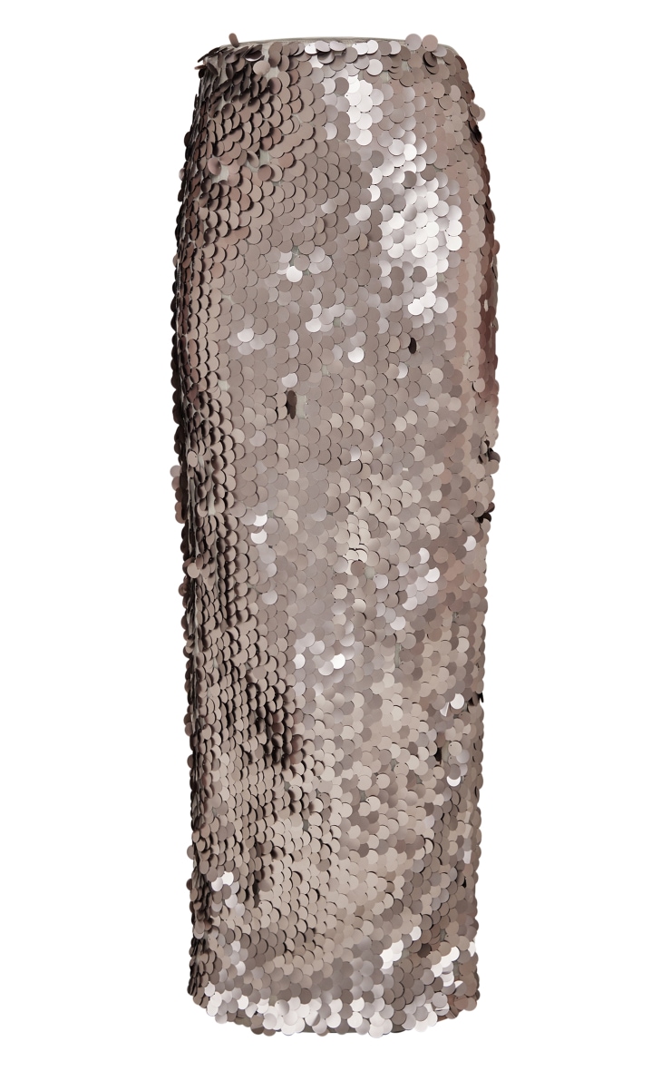 Tall Silver Matte Sequin Maxi Skirt image 5