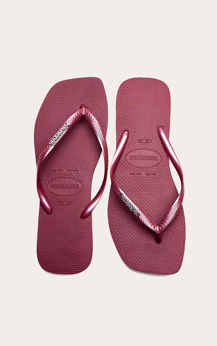 Burgundy Havaianas Slim Square Logo Flip Flops image 1