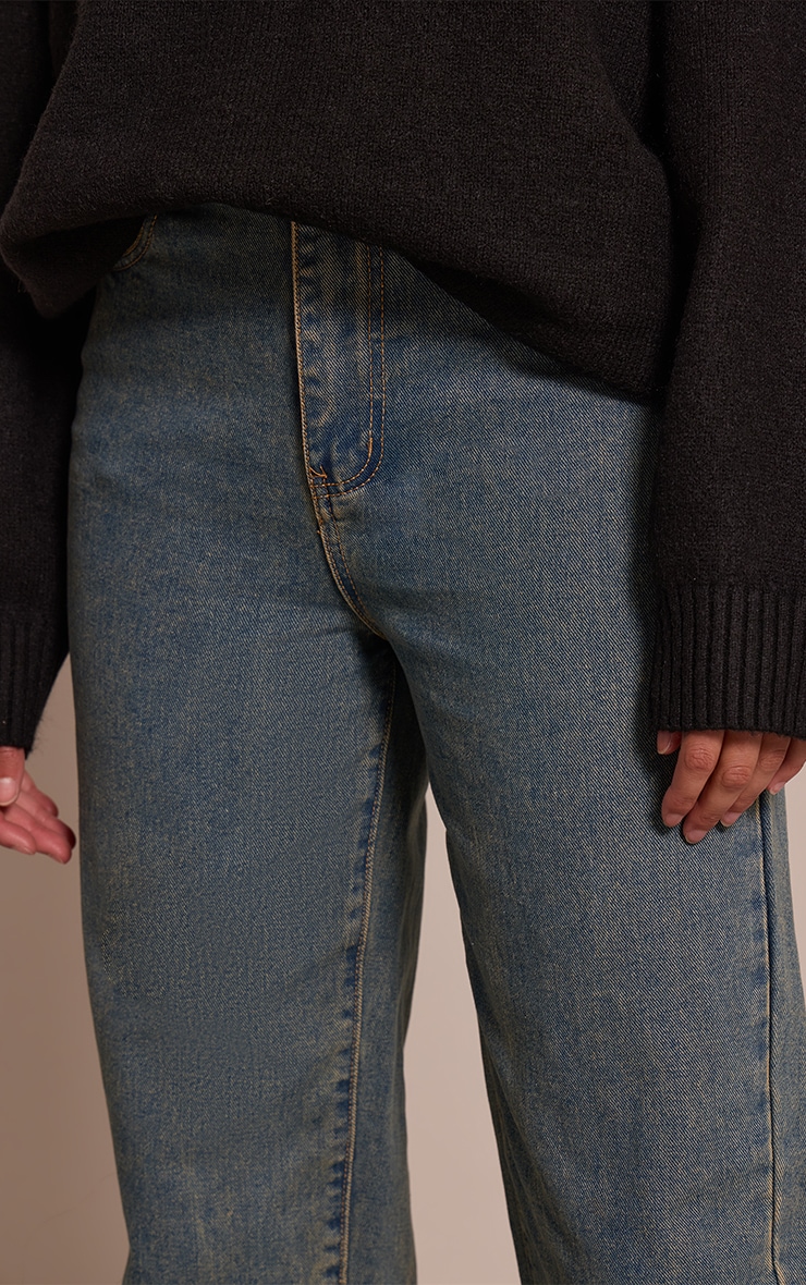 Tall Jean mom vintage délavé à taille haute image 4