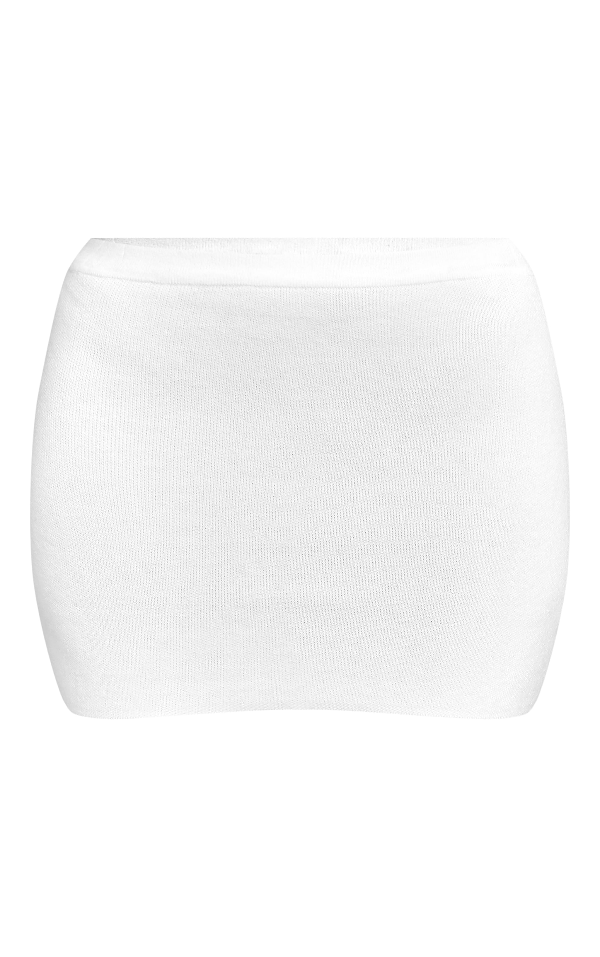 White Fine Knit Mini Skirt image 6