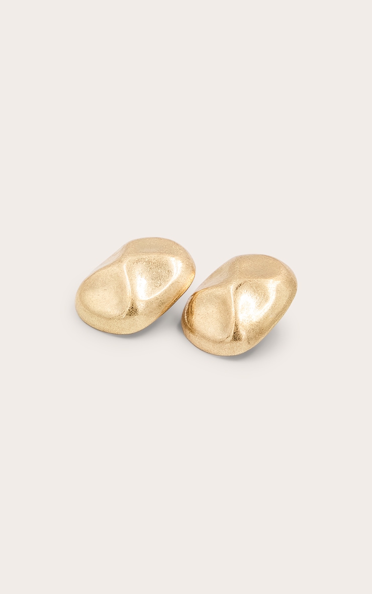 Gold Brushed Hammered Stud Earrings image 3