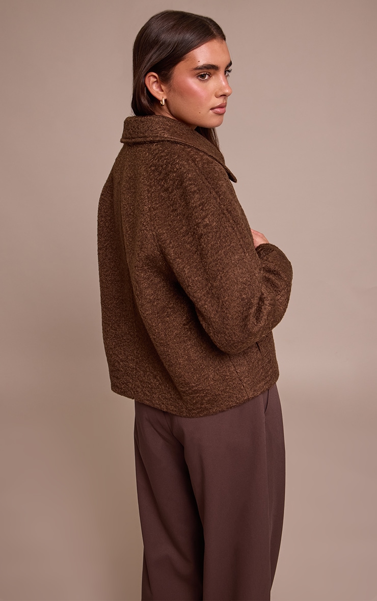 Chocolate Boucle Zip Up Jacket image 2