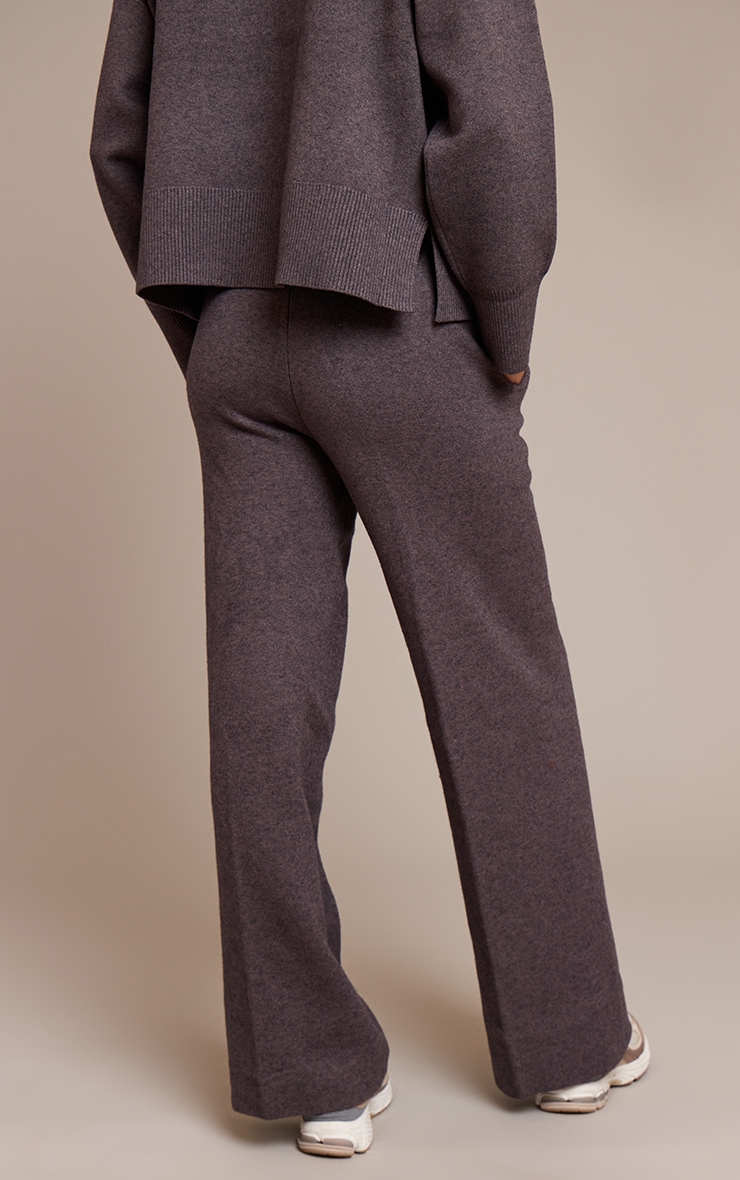 Charcoal Drawstring Wide Leg Knitted Pants image 3