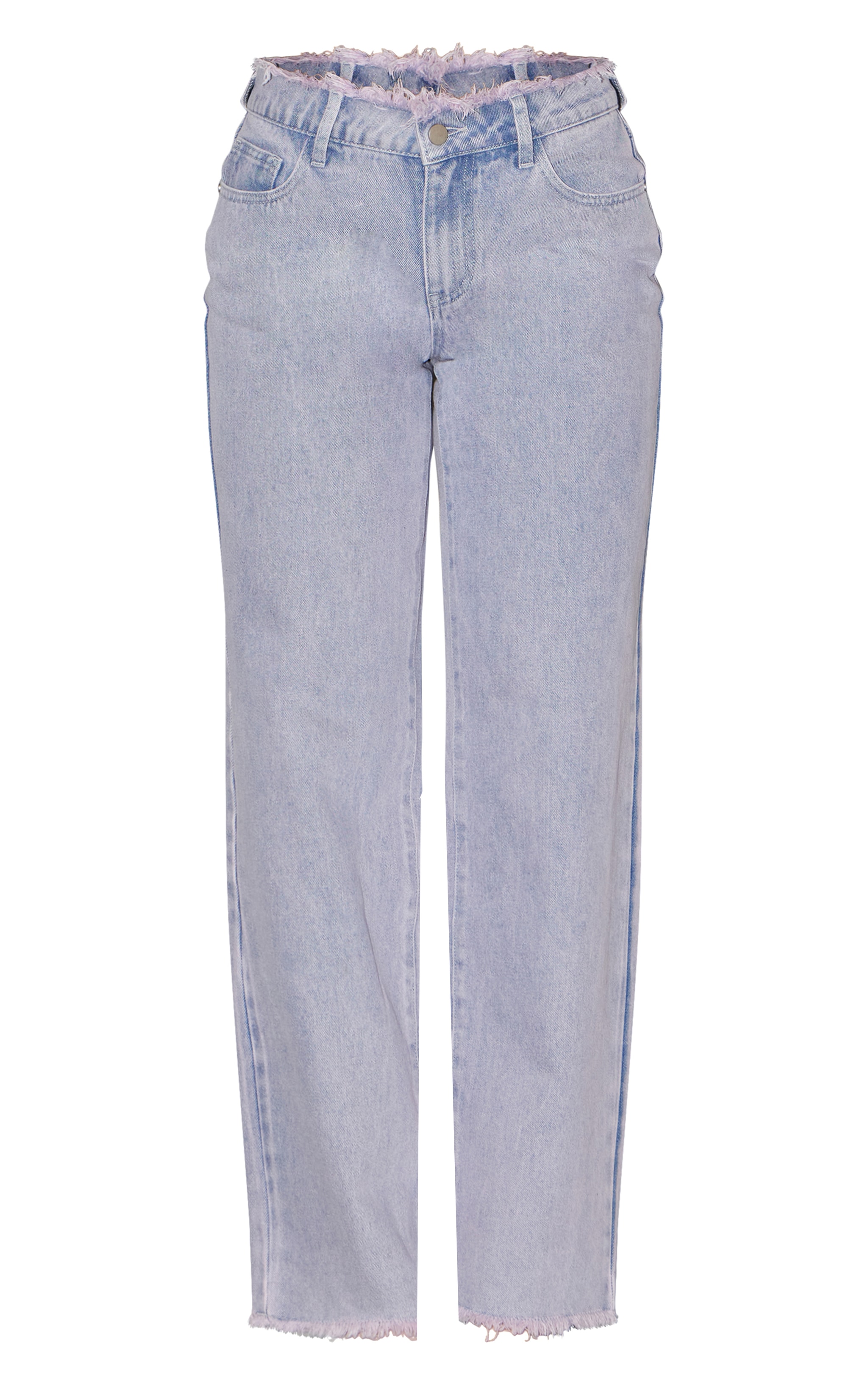 Lilac Tint Acid Wash Raw Hem Wide Leg Jeans image 5