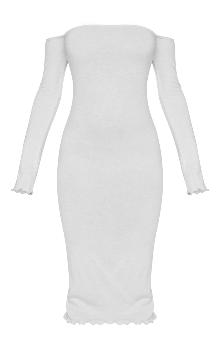 Oatmeal Brushed Jersey Bardot Midaxi Dress image 5