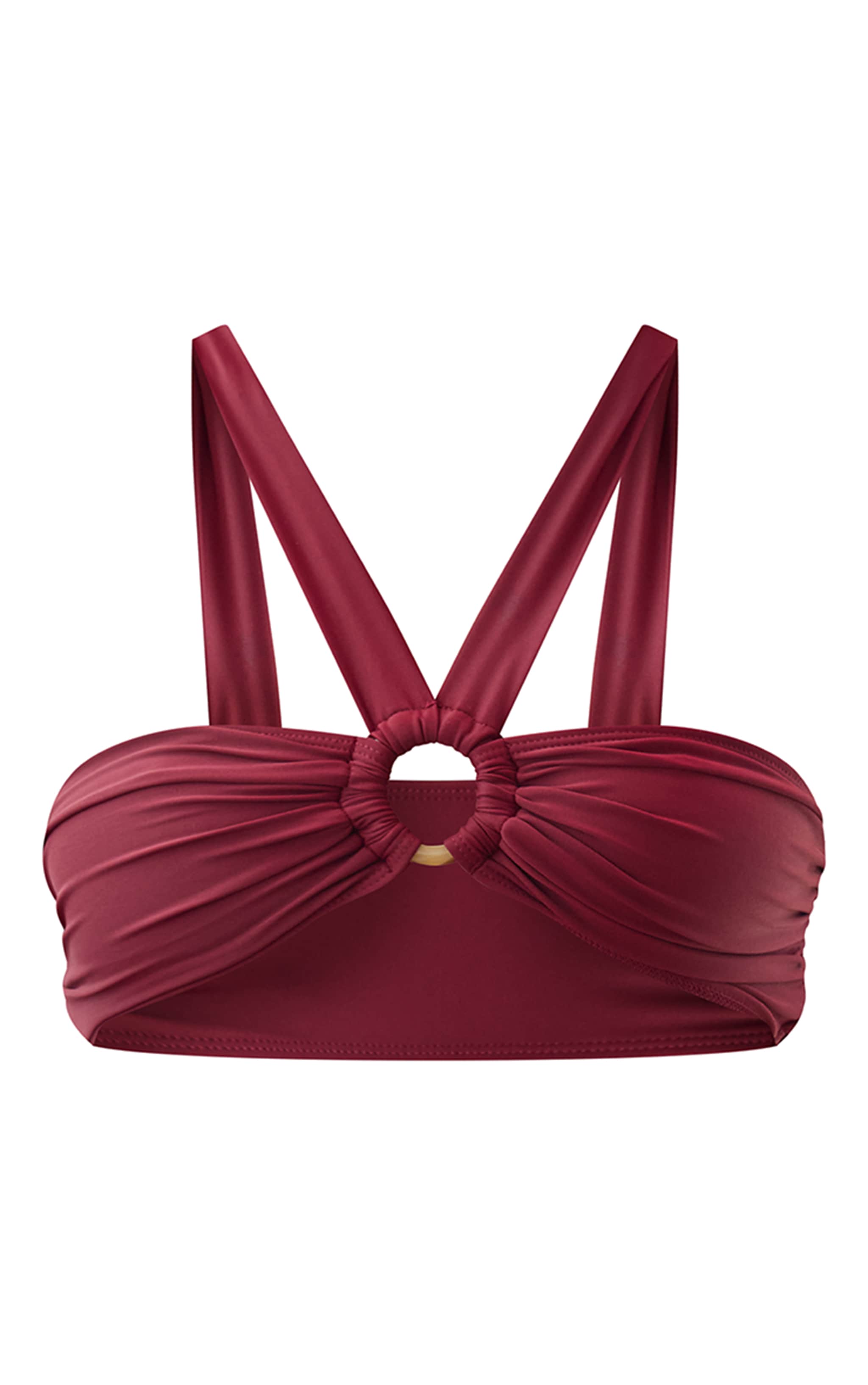 Burgundy O Ring Ruched Bikini Top image 5
