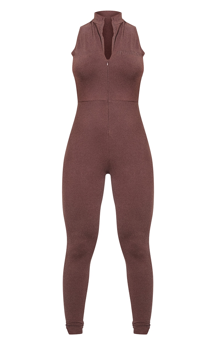 RENEW PRETTYLITTLETHING Chocolate Sleeveless Catsuit image 1