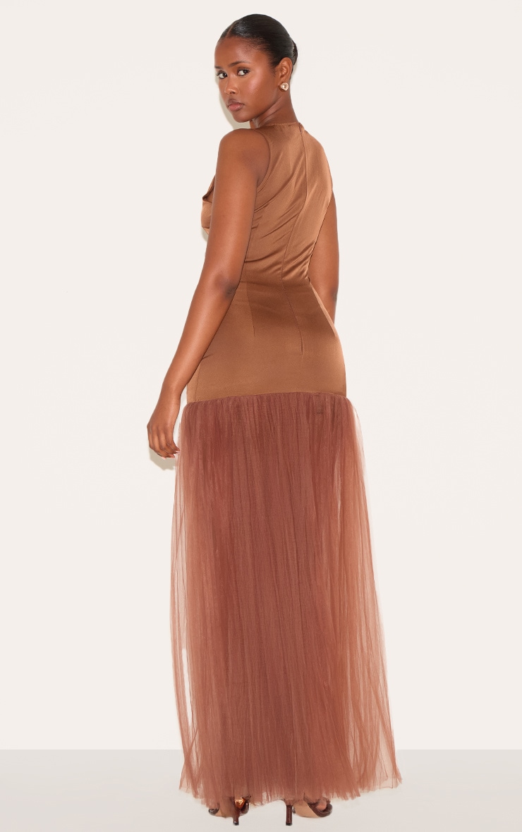 Chocolate Scoop Neck Drop Waist Maxi Dress image 2