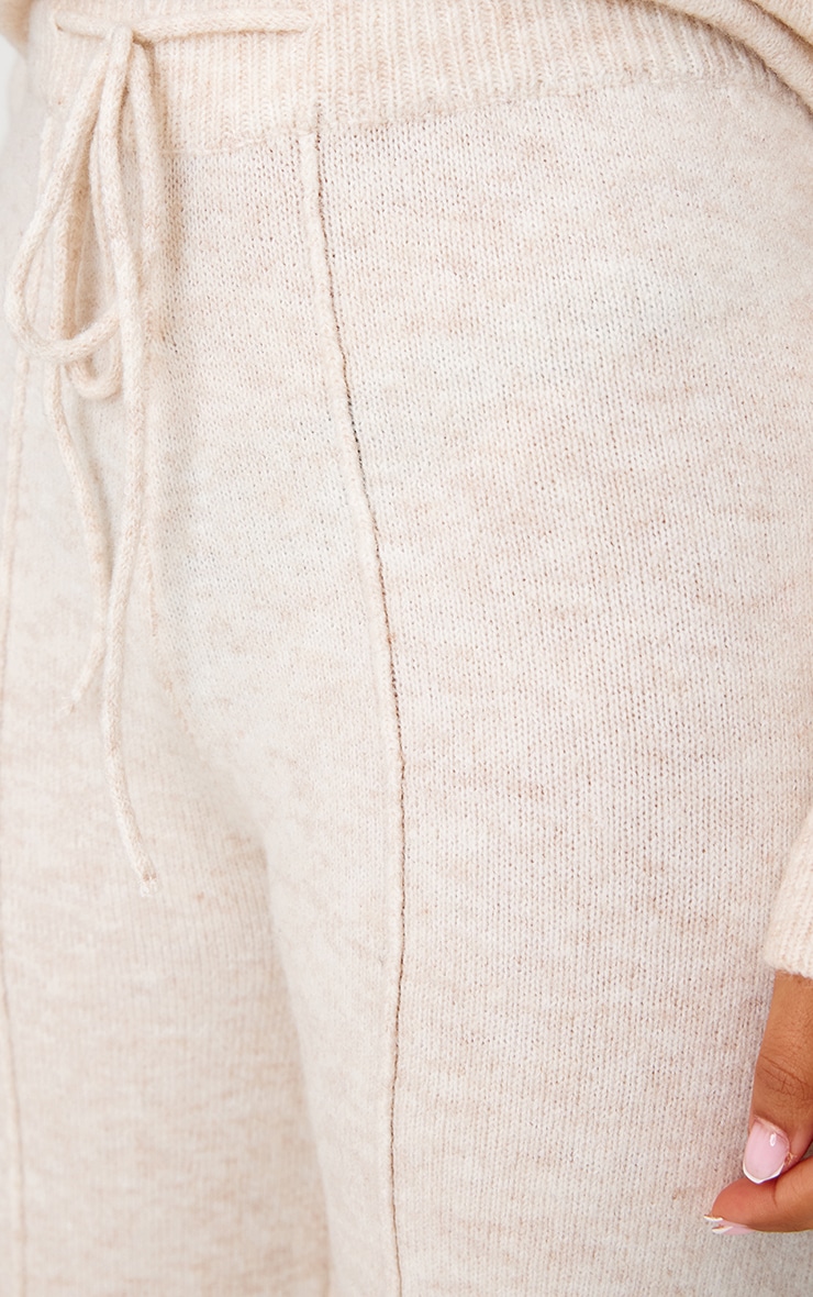 Petite Pantalon large en maille tricot avoine à coutures surjetées image 4