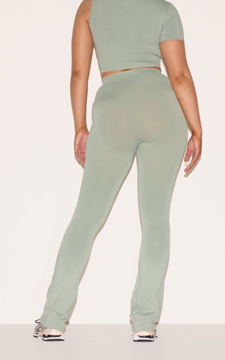 Shape Sage Green Soft Seamless Cut Out Flare Pants image 3