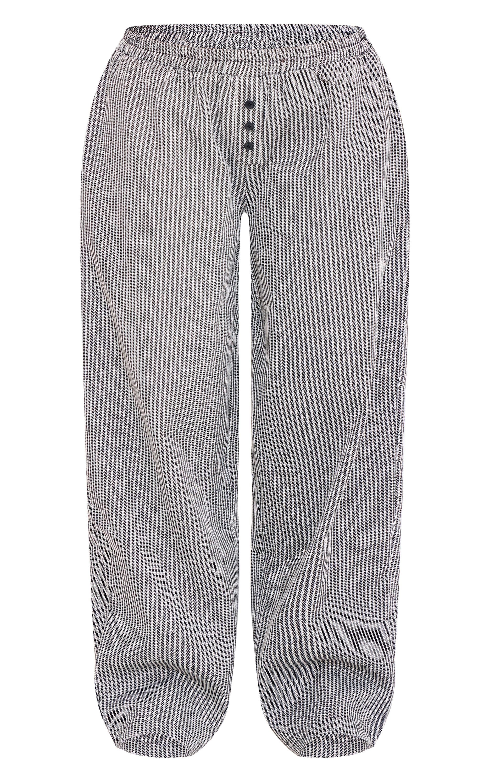 Black Stripe Soft Woven Boxer Waistband Straight Leg Pants image 5