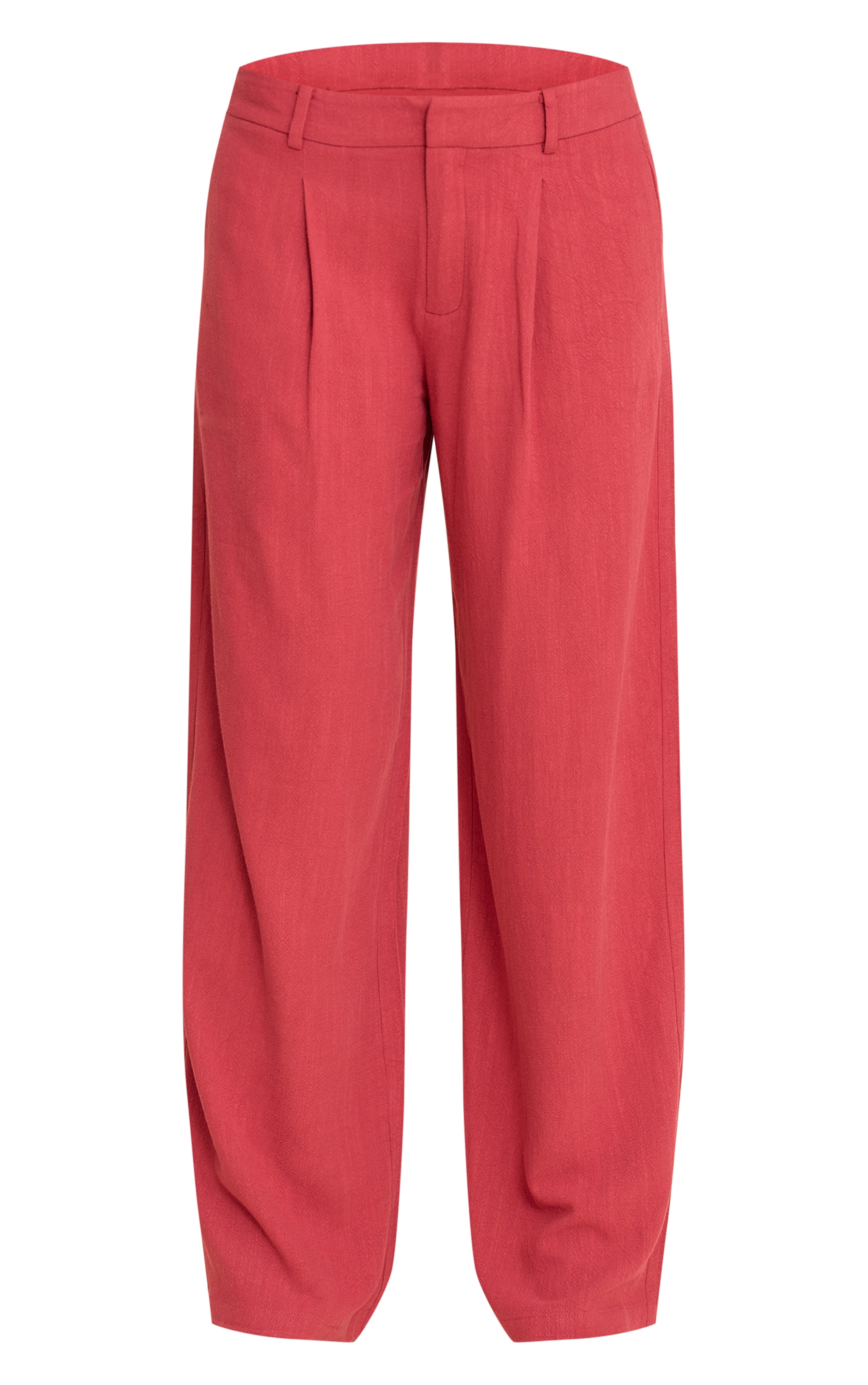 Dark Red Tailored Linen Wide Leg Pants image 5