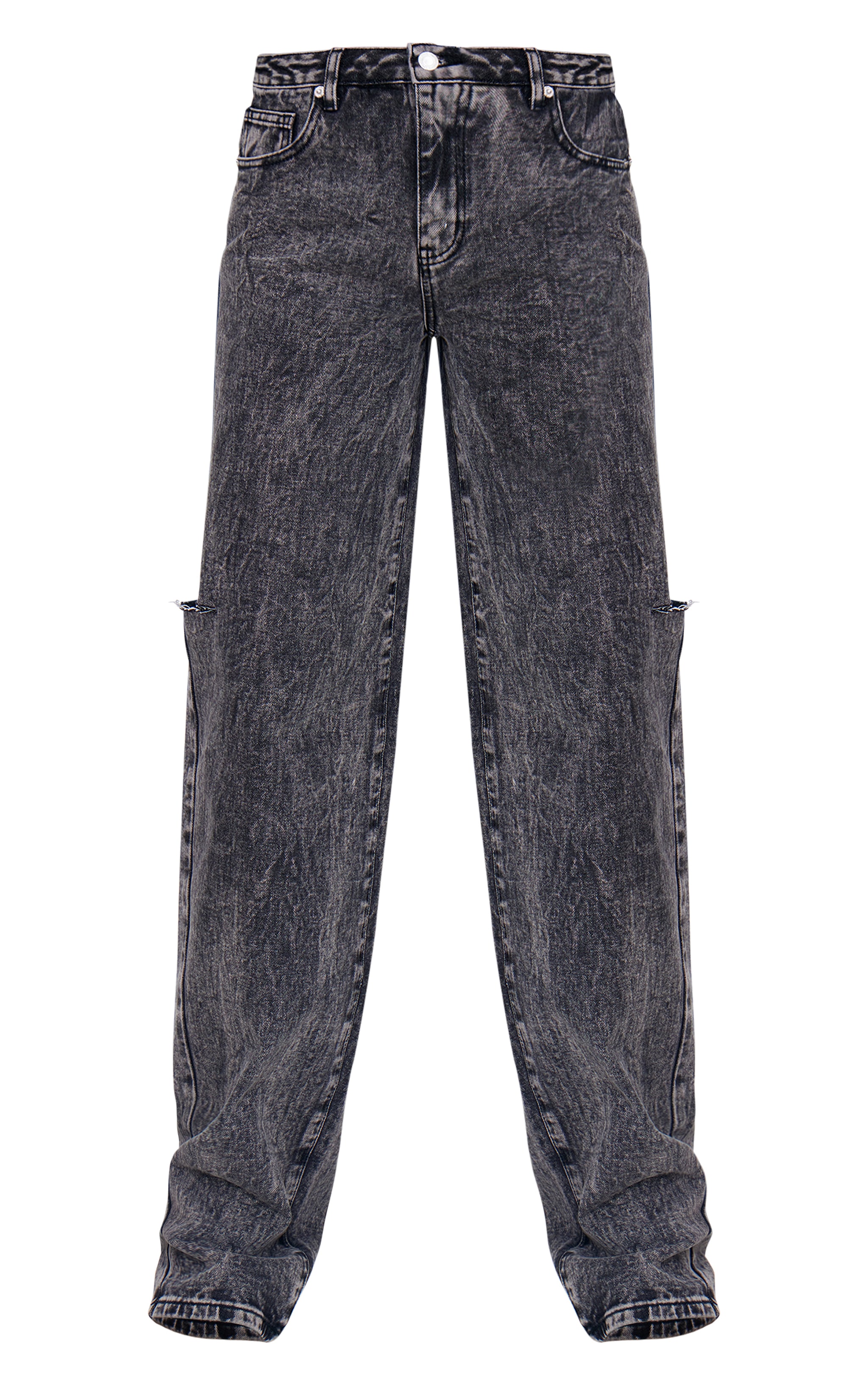 Tall Washed Grey Straight Leg Ripped Side Jeans | Tall