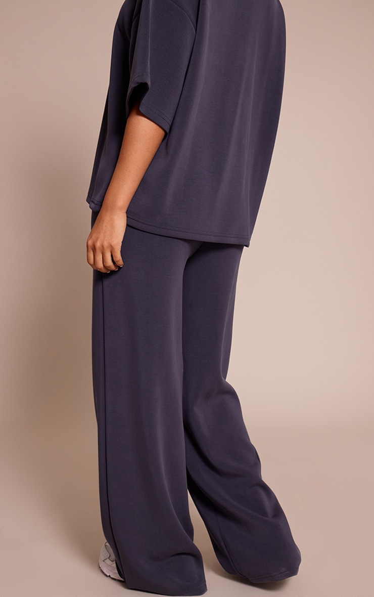 Petite Pantalon large modal bleu marine à taille élastique image 3