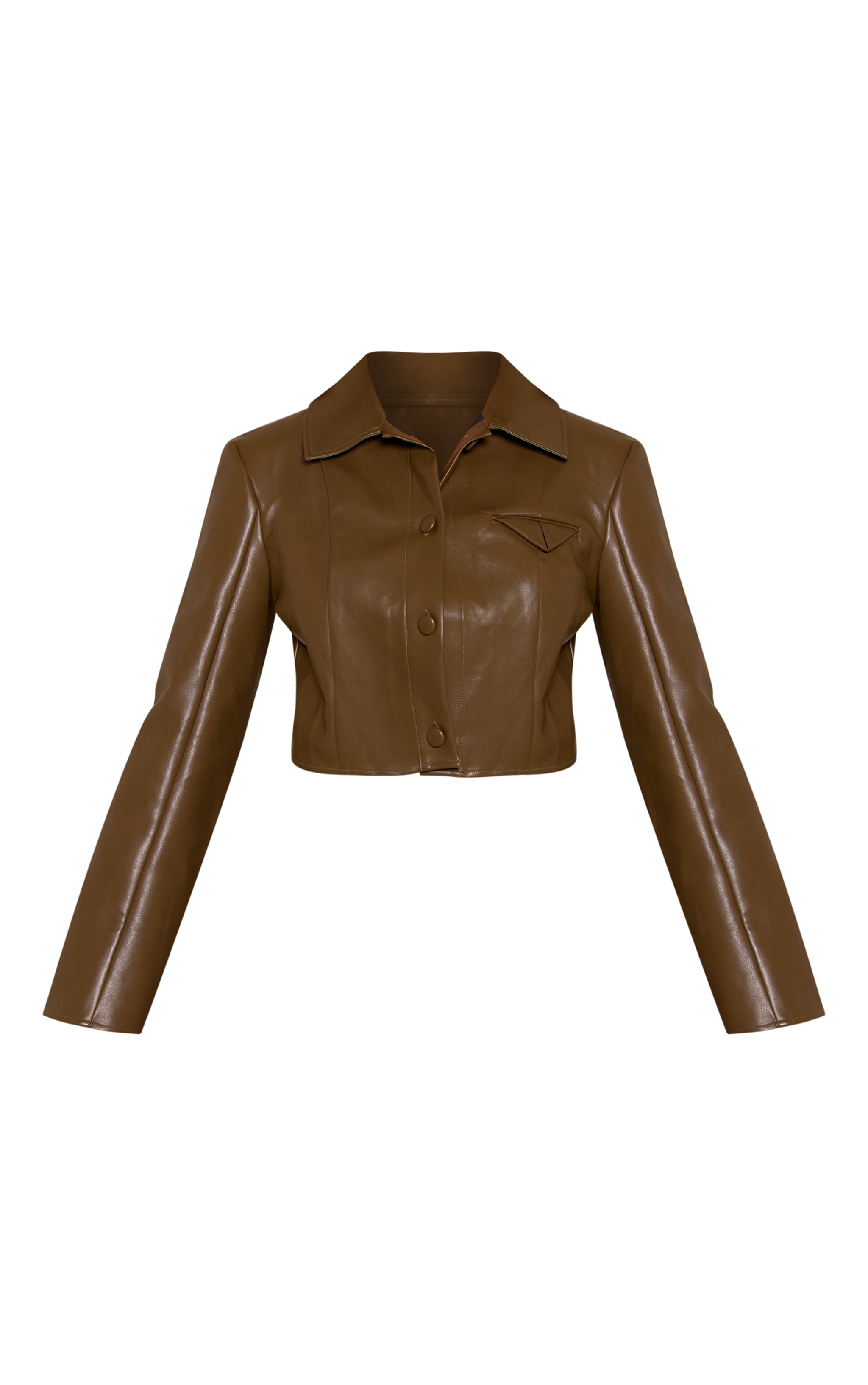Shape Green Faux Leather Cropped Jacket image 5