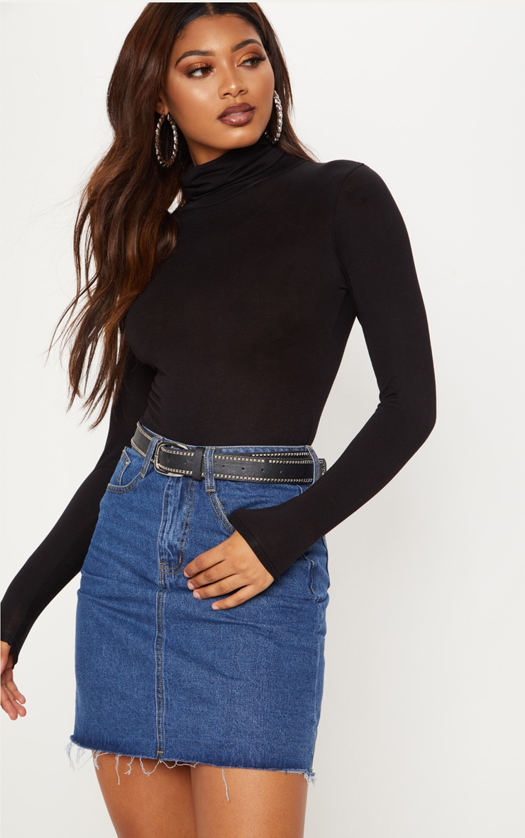 Tall Black Roll Neck Bodysuit