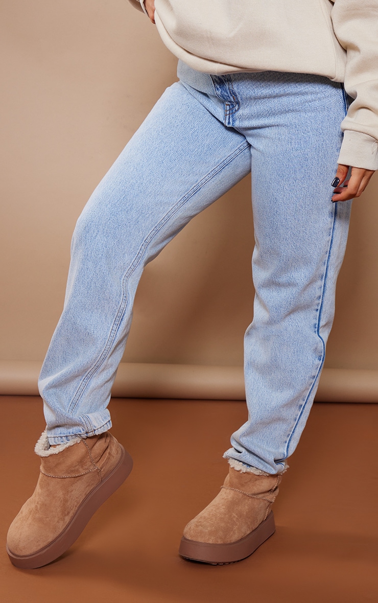 PRETTYLITTLETHING Acid Blue Wash Mom Jeans image 2