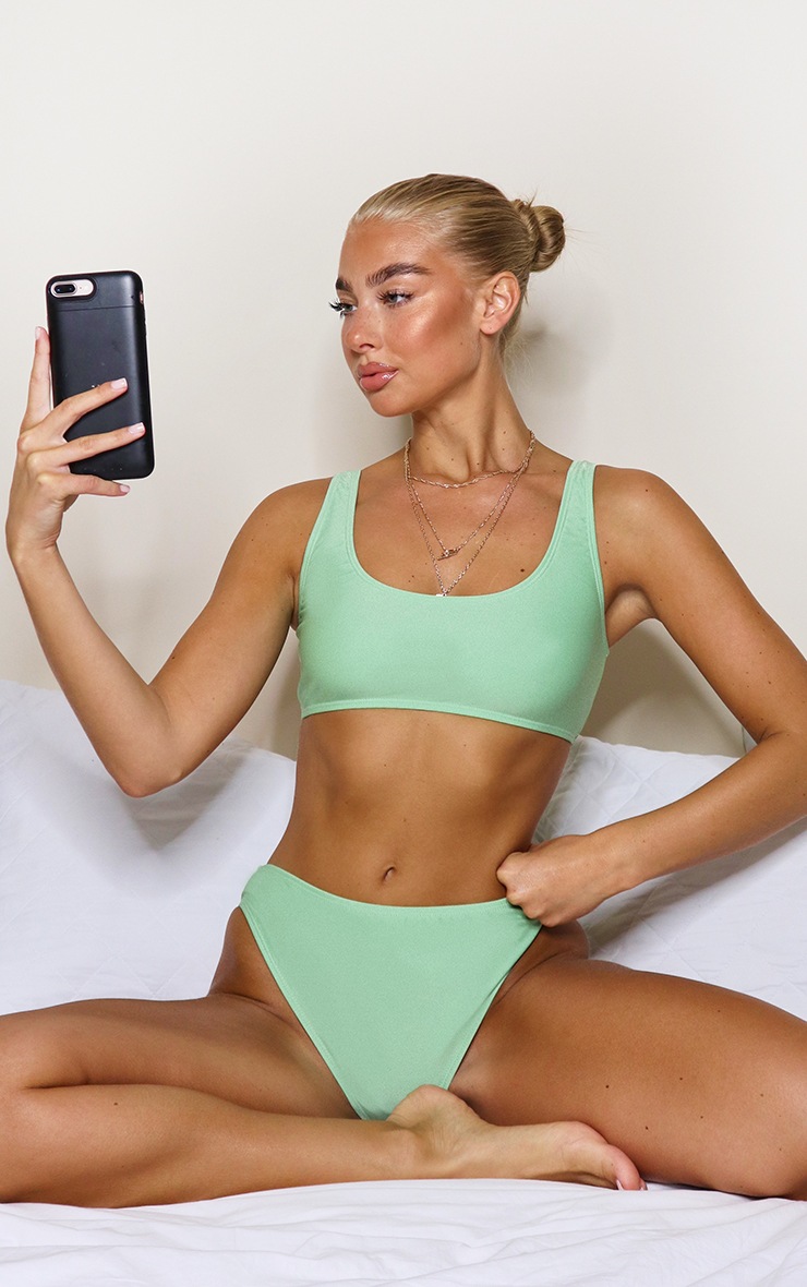 Sage Green Mix & Match High Waisted High Leg Bikini Bottoms