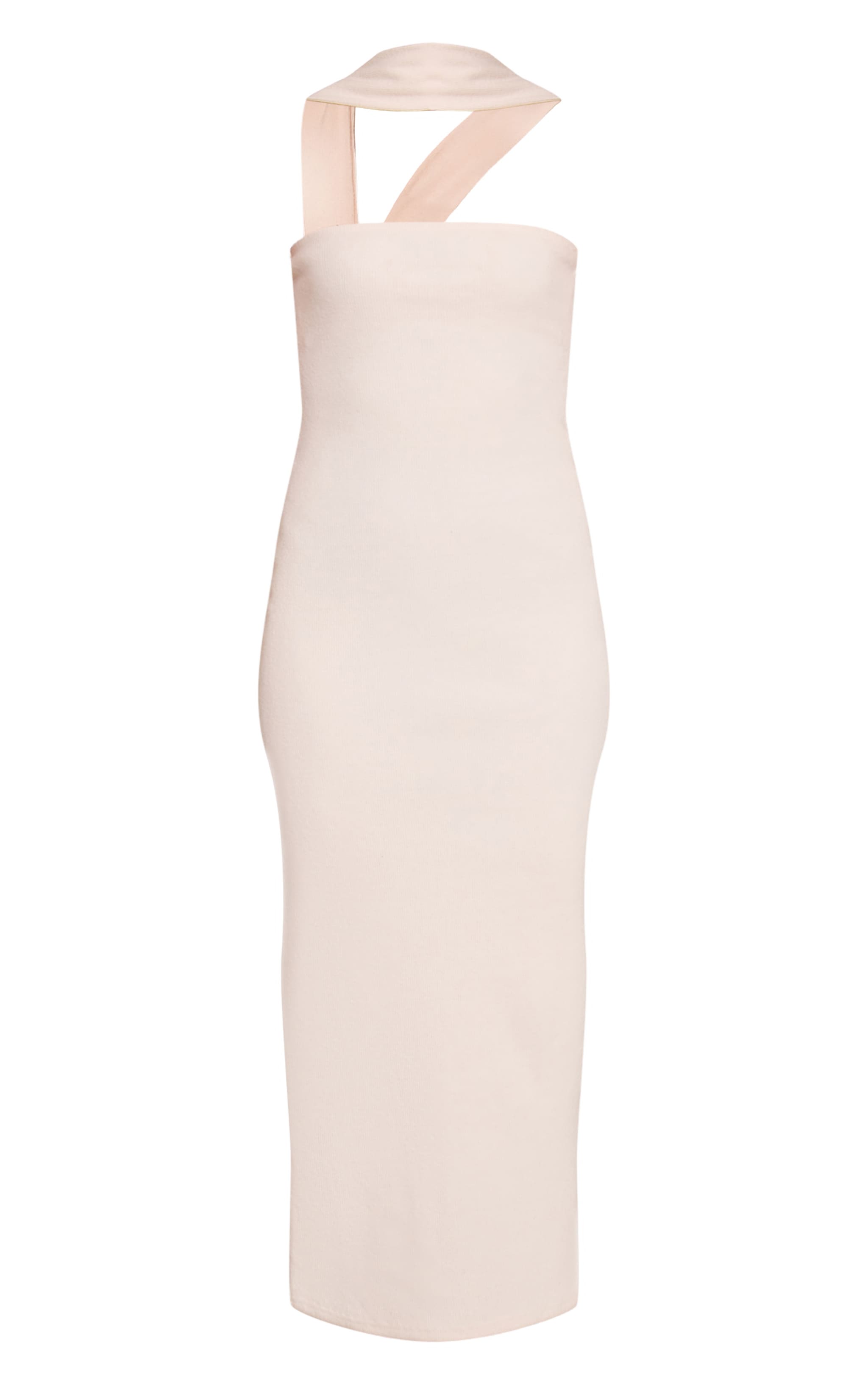 Cream Brushed Rib Scarf Detail Bandeau Maxi Dress image 5