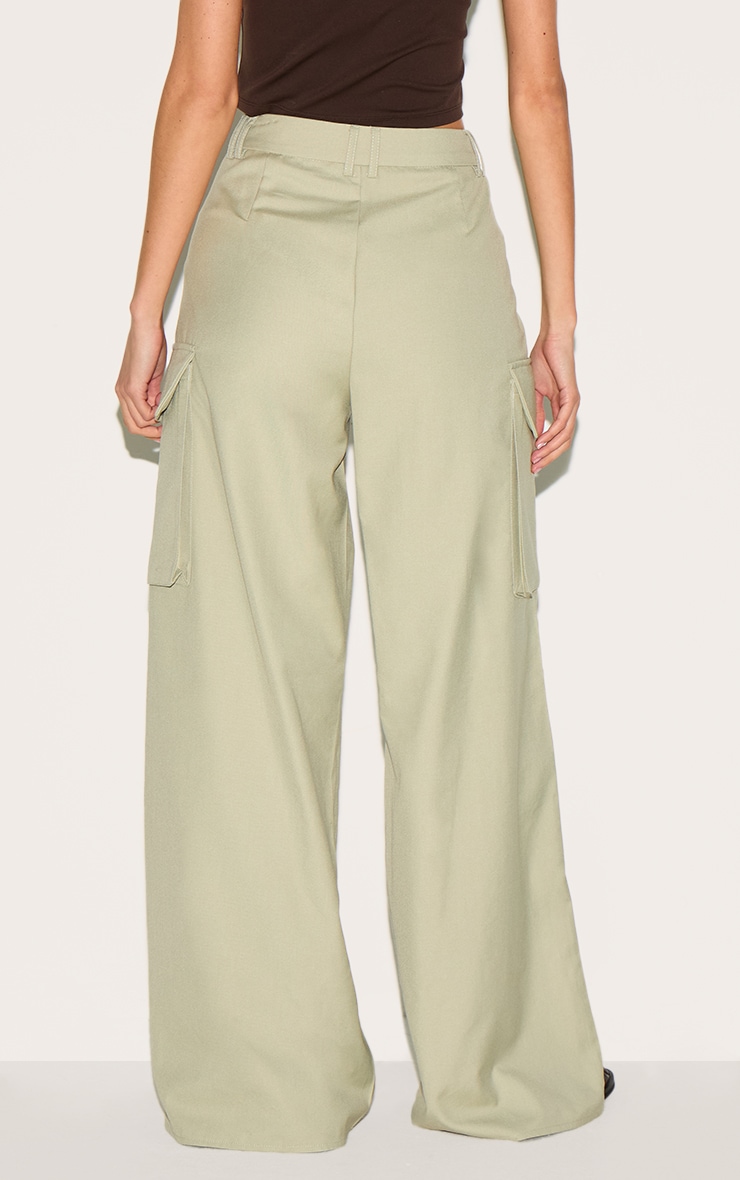 Pantalon droit tissé argile à poches image 3