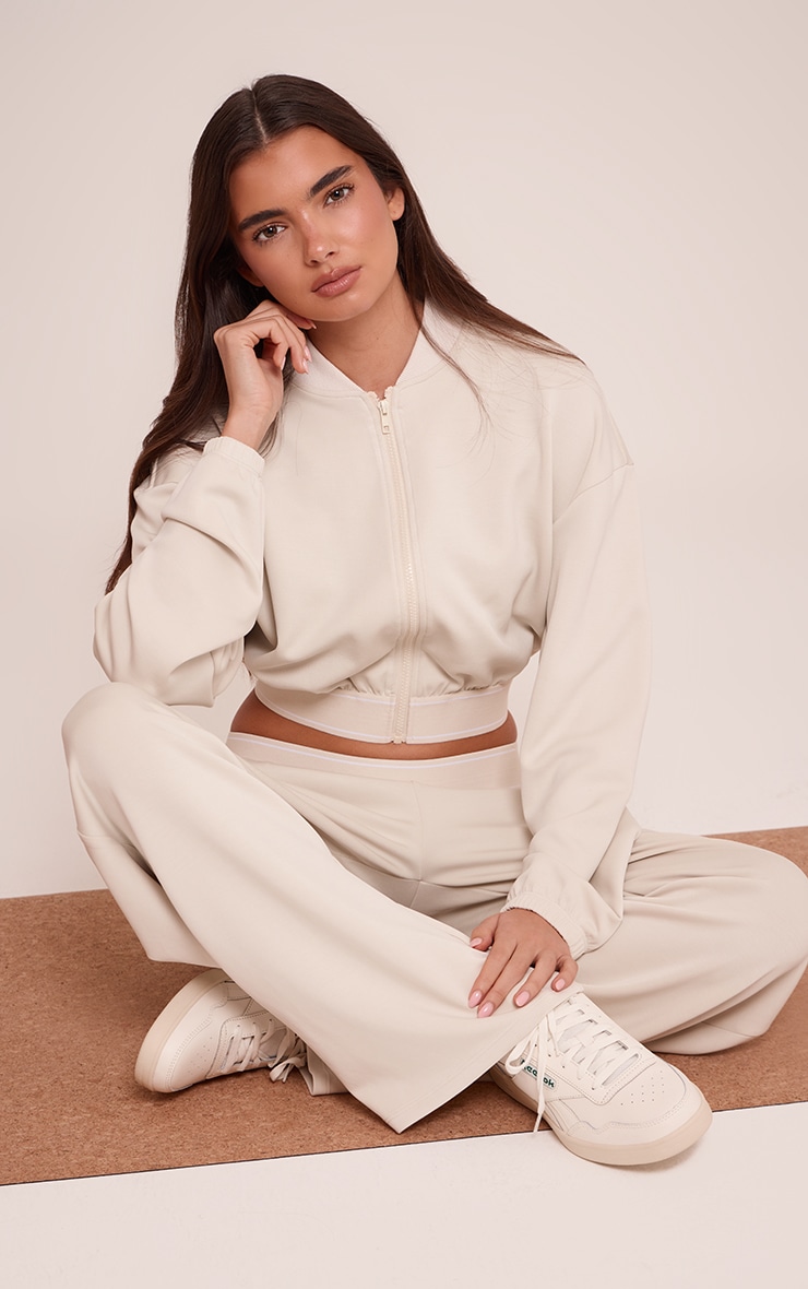 PLT Slate Grey Soft Touch Elasticated Waist Bomber Jacket image 3