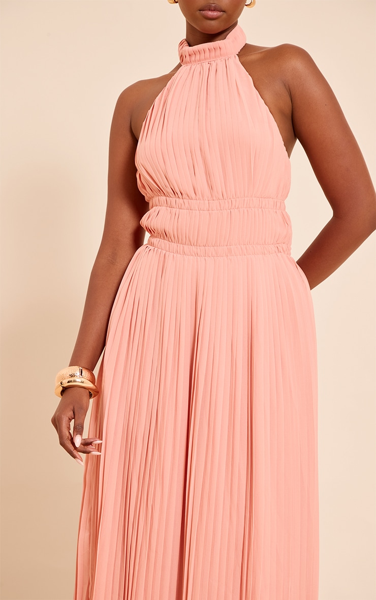 Blush Extreme Pleated High Neck Sleeveless Maxi Dress image 4
