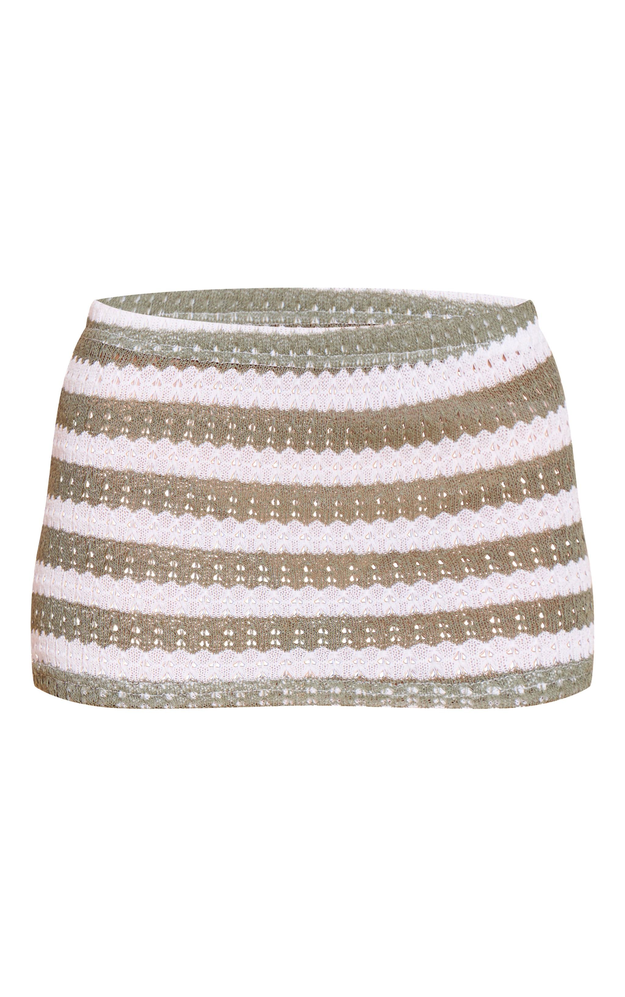 Olive Striped Textured Jersey Mini Skirt image 6