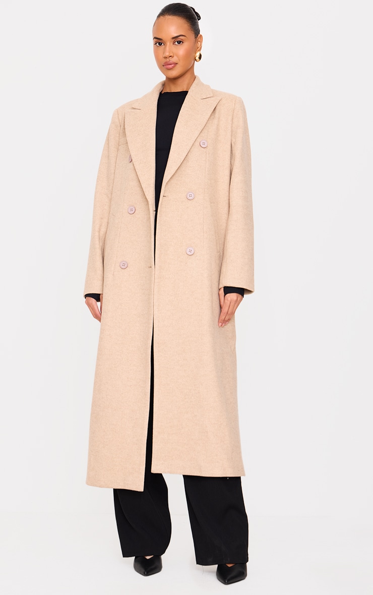 Stone Wool Look Oversized Drop Shoulder Maxi Coat image 3