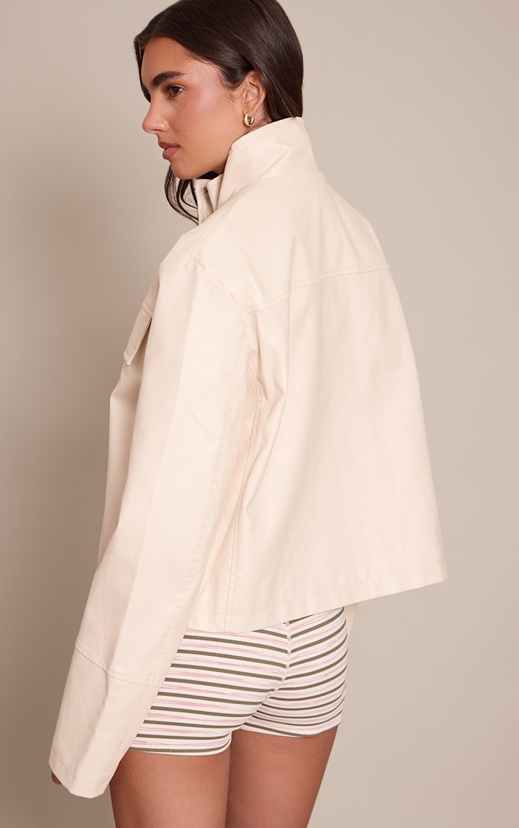 Khaki Soft Rib Striped Hot Pants image 3