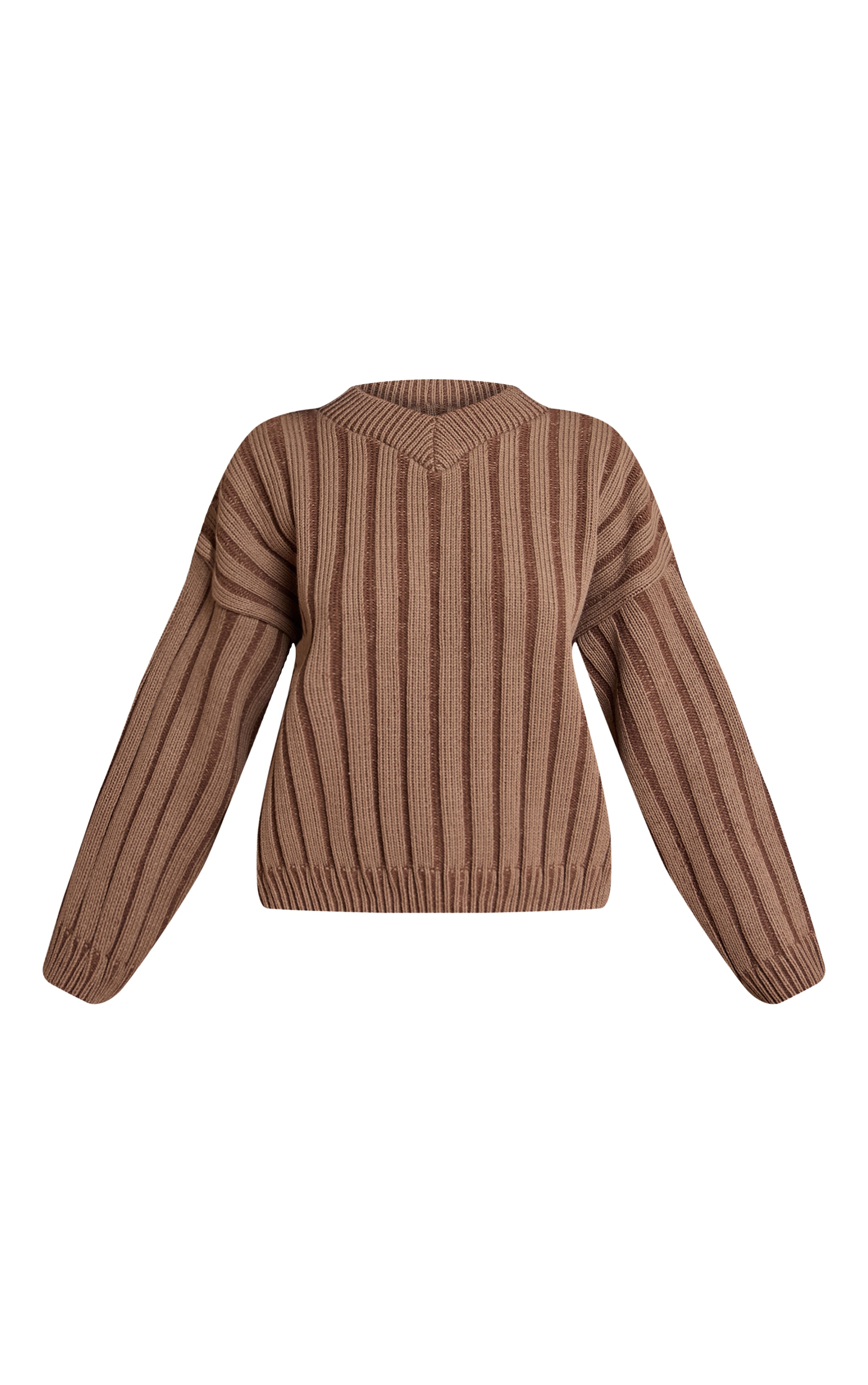 Petite Pull en maille tricot épaisse côtelée vert olive à col en V image 5