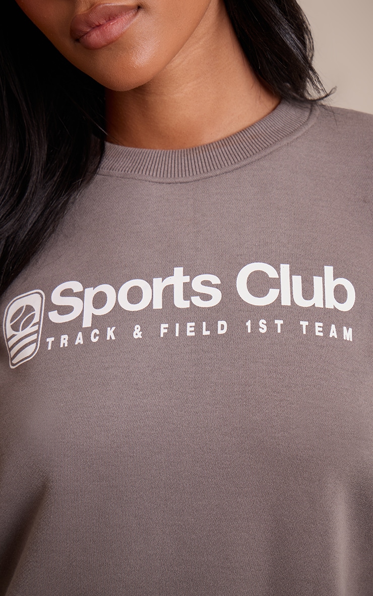 Tall Charcoal Sports Club Print Cropped Sweatshirt image 4