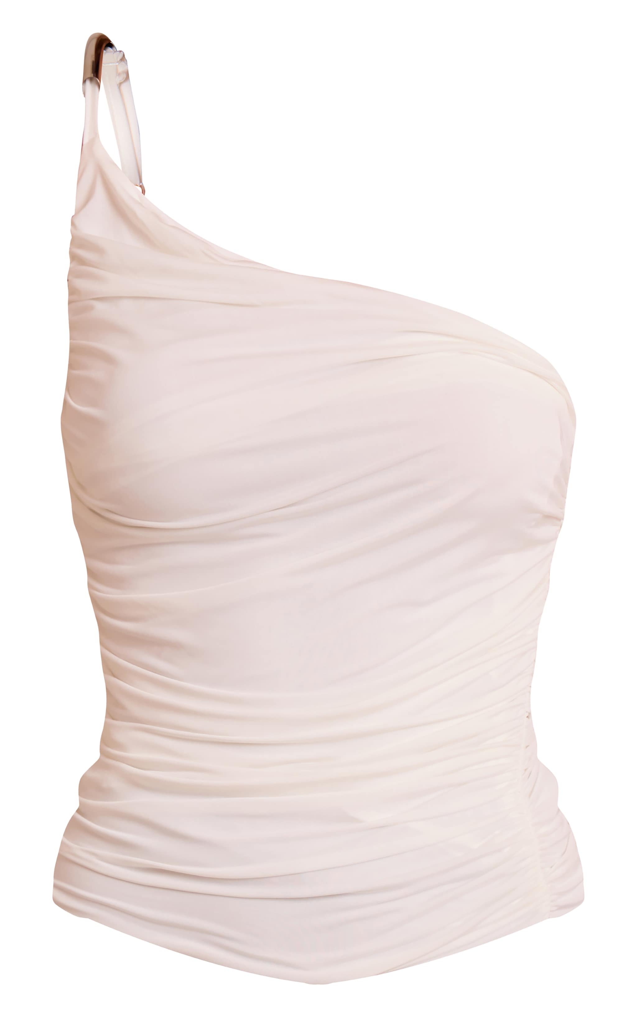 Cream Slinky Trim Shoulder Detail Long Top image 5