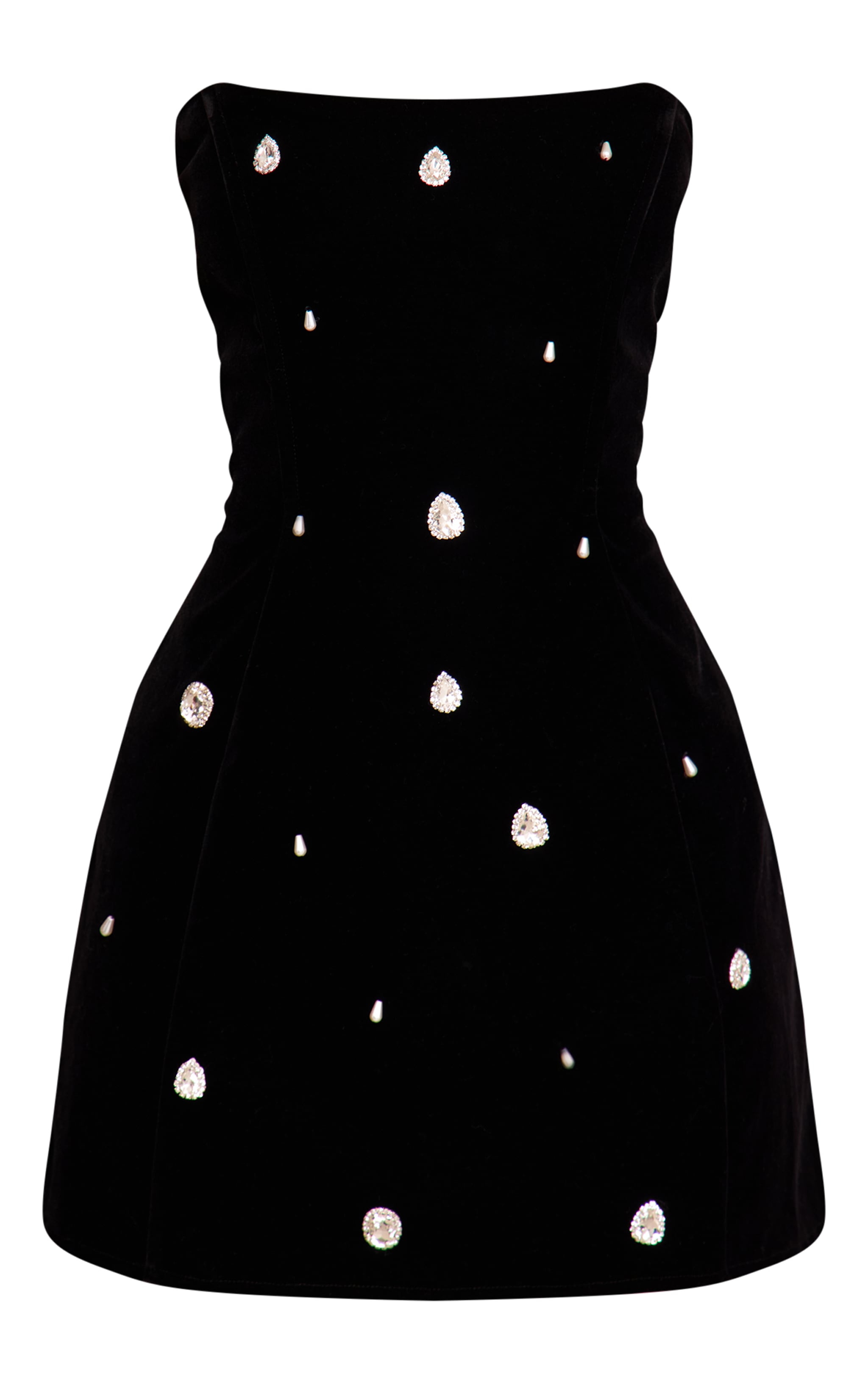 Petite Black Embellished Velour Mini Dress image 5