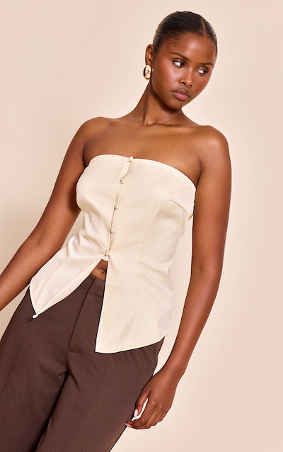 Gilet bustier ajusté crème à boutons