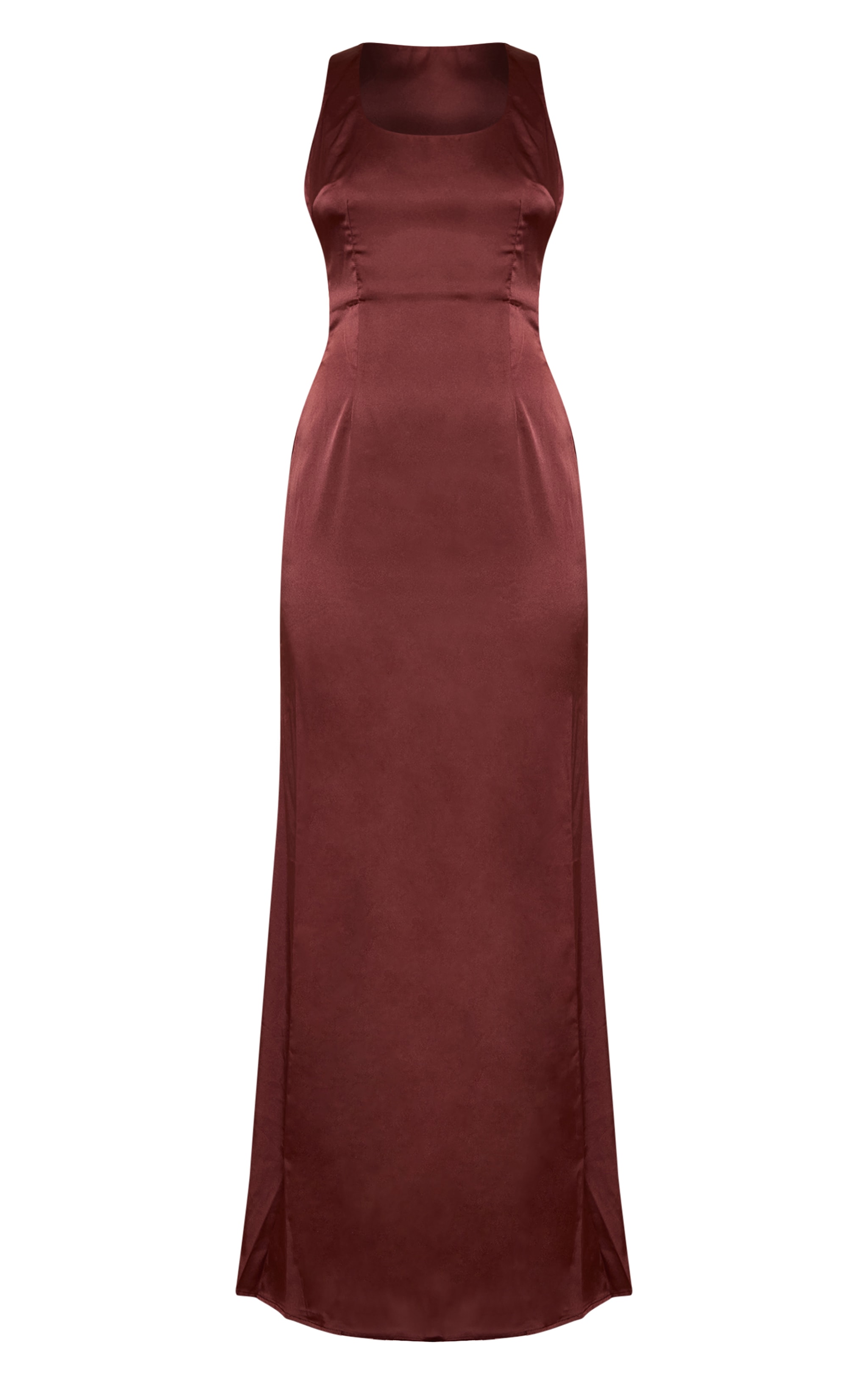 Chocolate Satin Cross Back Midaxi Dress image 5