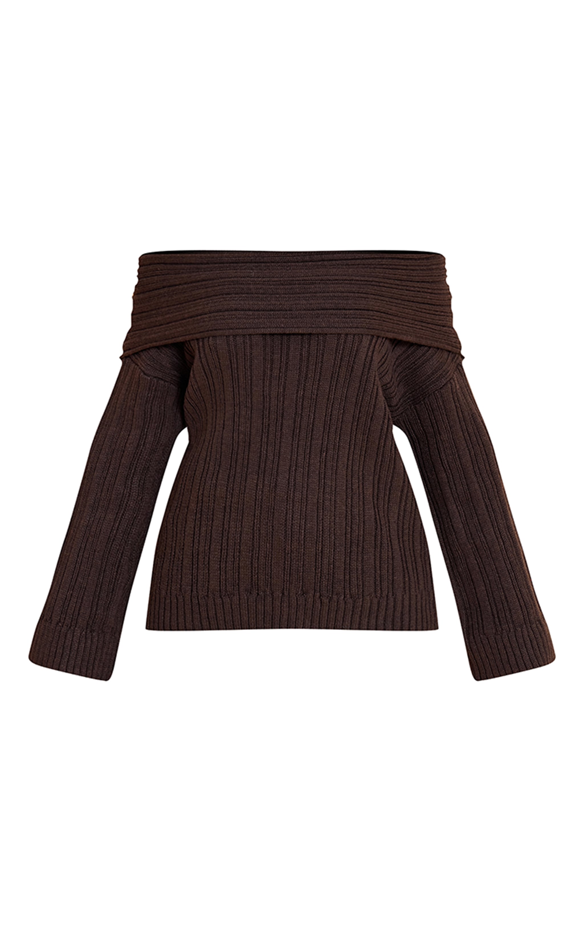 Petite Pull en maille tricot chocolat épaules dénudées image 5