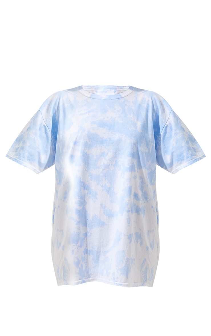 Petite Light Blue Tie Dye Washed T Shirt image 3